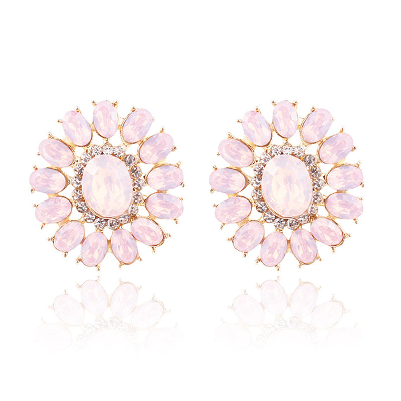 1 Pair Ig Style Simple Style Flower Plating Inlay Alloy Zircon Gold Plated Ear Studs