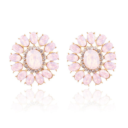 1 Pair Ig Style Simple Style Flower Plating Inlay Alloy Zircon Gold Plated Ear Studs