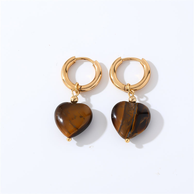 1 Pair Casual Sweet Simple Style Heart Shape Plating Inlay Stainless Steel Zircon Drop Earrings