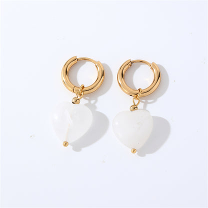 1 Pair Casual Sweet Simple Style Heart Shape Plating Inlay Stainless Steel Zircon Drop Earrings