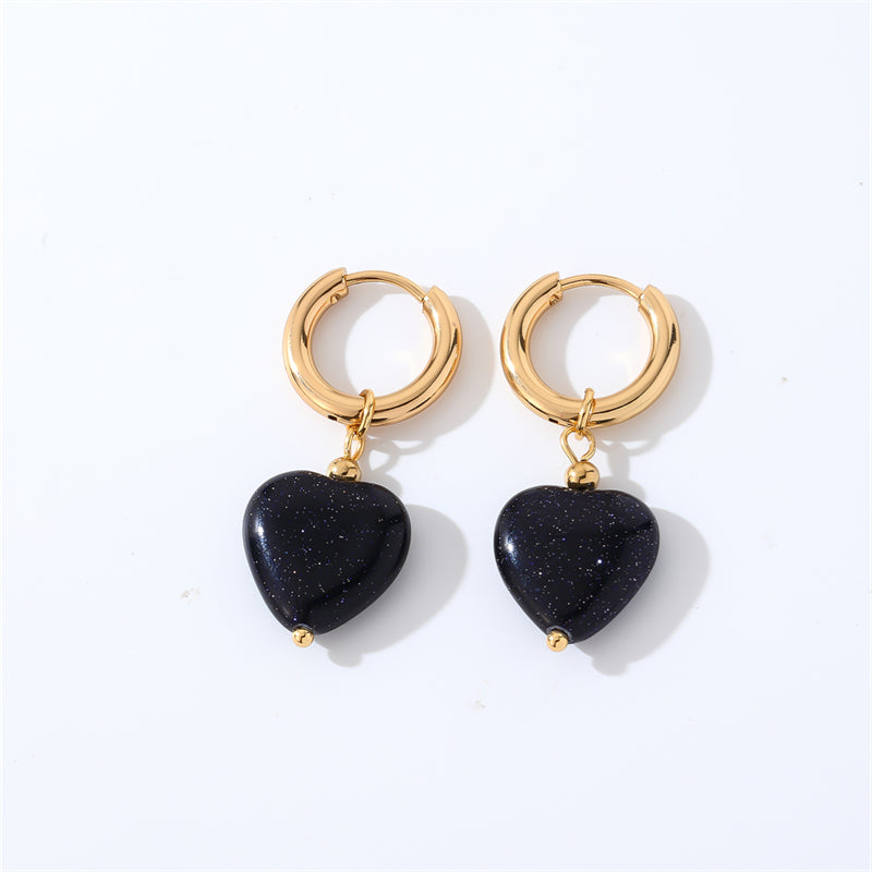 1 Pair Casual Sweet Simple Style Heart Shape Plating Inlay Stainless Steel Zircon Drop Earrings