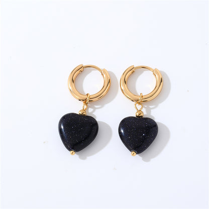 1 Pair Casual Sweet Simple Style Heart Shape Plating Inlay Stainless Steel Zircon Drop Earrings