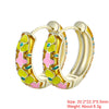 1 Pair Sweet Flower Enamel Plating Copper 18k Gold Plated Hoop Earrings