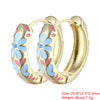 1 Pair Sweet Flower Enamel Plating Copper 18k Gold Plated Hoop Earrings