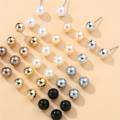 1 Set Simple Style Korean Style Pentagram Pearl Flower Inlay Alloy Artificial Pearls Artificial Diamond Ear Studs