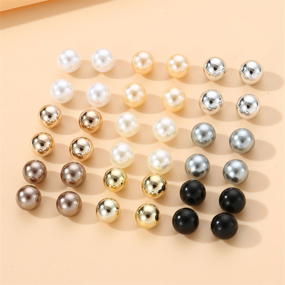 1 Set Simple Style Korean Style Pentagram Pearl Flower Inlay Alloy Artificial Pearls Artificial Diamond Ear Studs