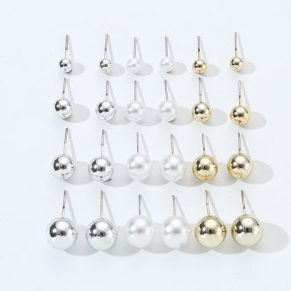 1 Set Simple Style Korean Style Pentagram Pearl Flower Inlay Alloy Artificial Pearls Artificial Diamond Ear Studs