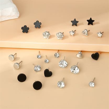 1 Set Simple Style Korean Style Pentagram Pearl Flower Inlay Alloy Artificial Pearls Artificial Diamond Ear Studs