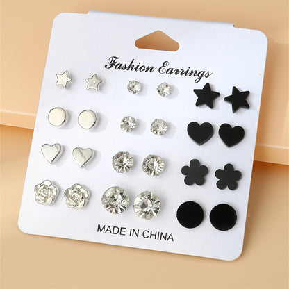 1 Set Simple Style Korean Style Pentagram Pearl Flower Inlay Alloy Artificial Pearls Artificial Diamond Ear Studs