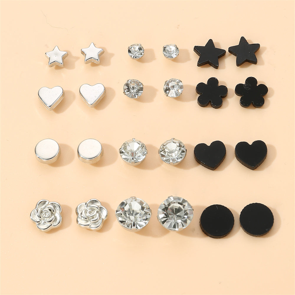 1 Set Simple Style Korean Style Pentagram Pearl Flower Inlay Alloy Artificial Pearls Artificial Diamond Ear Studs