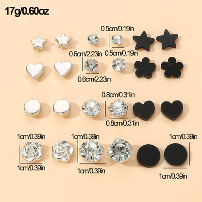 1 Set Simple Style Korean Style Pentagram Pearl Flower Inlay Alloy Artificial Pearls Artificial Diamond Ear Studs