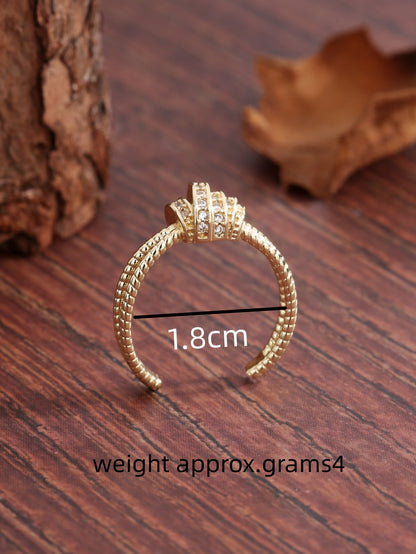 Simple Style Commute Knot Copper 18k Gold Plated Zircon Open Rings In Bulk