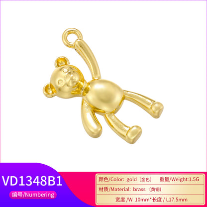 Elegant Cute Hip-hop Little Bear Copper 18k Gold Plated Charms In Bulk