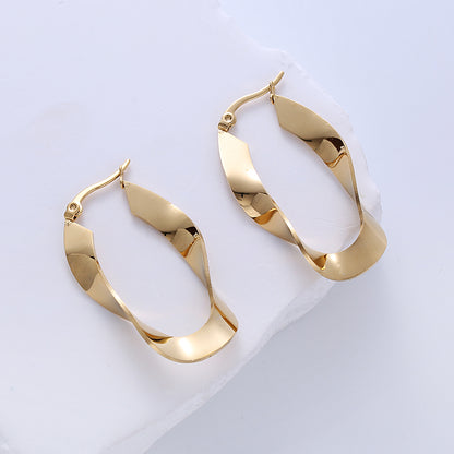 1 Pair Simple Style Heart Shape Flower Plating Stainless Steel 18k Gold Plated Earrings