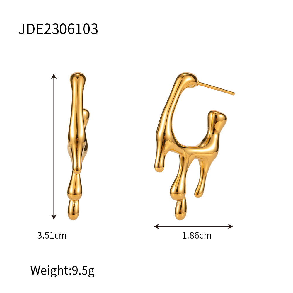 1 Pair Simple Style Solid Color Plating Stainless Steel 18k Gold Plated Ear Studs