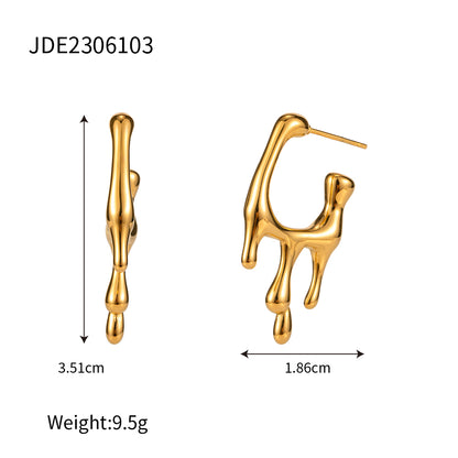 1 Pair Simple Style Solid Color Plating Stainless Steel 18k Gold Plated Ear Studs