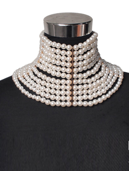 Baroque Style Solid Color Imitation Pearl Women's Choker