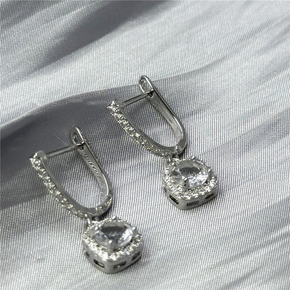 1 Pair Elegant Classic Style Square Inlay Alloy Zircon Drop Earrings