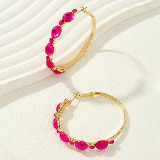 1 Pair Modern Style Round Alloy Hoop Earrings