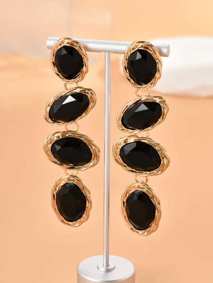 1 Pair Simple Style Round Inlay Alloy Plastic Rhinestones Drop Earrings