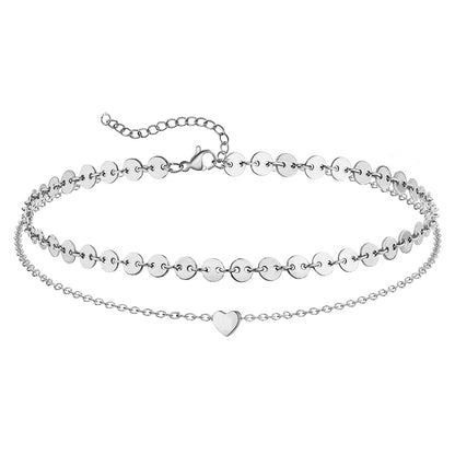 Vacation Heart Shape Stainless Steel Women's Anklet