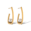 1 Pair Simple Style Commute Geometric Plating Inlay Titanium Steel Artificial Pearls 18k Gold Plated Earrings