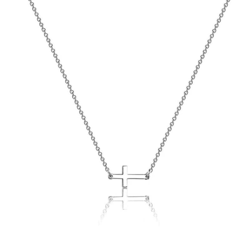 Simple Style Streetwear Cross Sterling Silver Plating Pendant Necklace