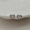 1 Pair Sweet Heart Shape Hollow Out Inlay Sterling Silver Zircon Ear Studs