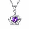 Elegant Crown Sterling Silver Inlay Zircon Charms Pendant Necklace