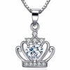 Elegant Crown Sterling Silver Inlay Zircon Charms Pendant Necklace