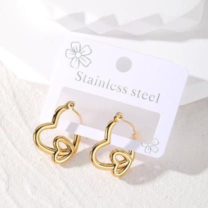 1 Pair Vintage Style Simple Style Classic Style Pentagram Heart Shape Rectangle Stainless Steel Hoop Earrings