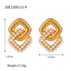 1 Pair Simple Style Rhombus Plating Inlay Stainless Steel Pearl 18k Gold Plated Earrings