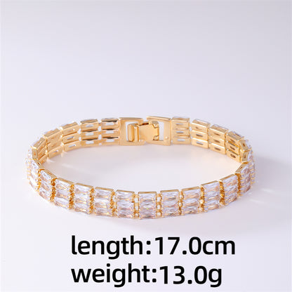 Simple Style Korean Style Square Copper Plating Inlay Zircon Bracelets