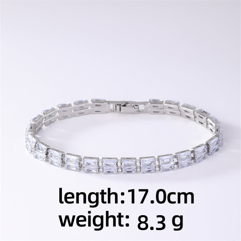 Simple Style Korean Style Square Copper Plating Inlay Zircon Bracelets