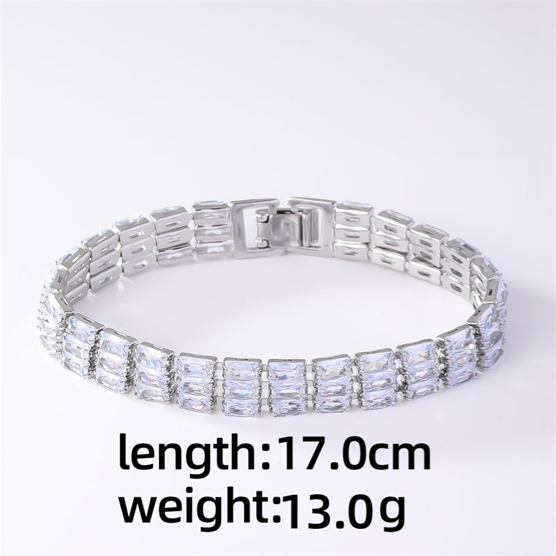 Simple Style Korean Style Square Copper Plating Inlay Zircon Bracelets