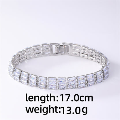 Simple Style Korean Style Square Copper Plating Inlay Zircon Bracelets