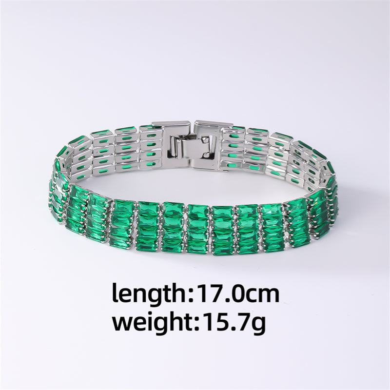 Simple Style Korean Style Square Copper Plating Inlay Zircon Bracelets