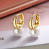 1 Pair Simple Style Geometric Plating Inlay Copper Artificial Pearls 18k Gold Plated White Gold Plated Earrings