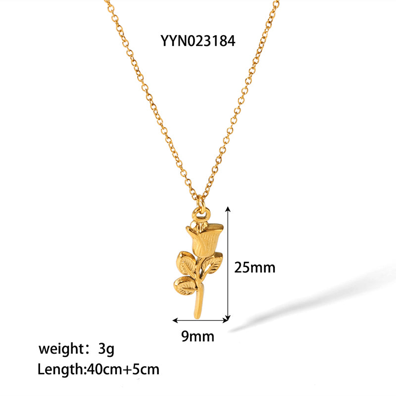 Simple Style Flower Stainless Steel Plating 18k Gold Plated Pendant Necklace