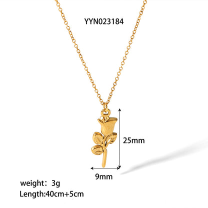 Simple Style Flower Stainless Steel Plating 18k Gold Plated Pendant Necklace