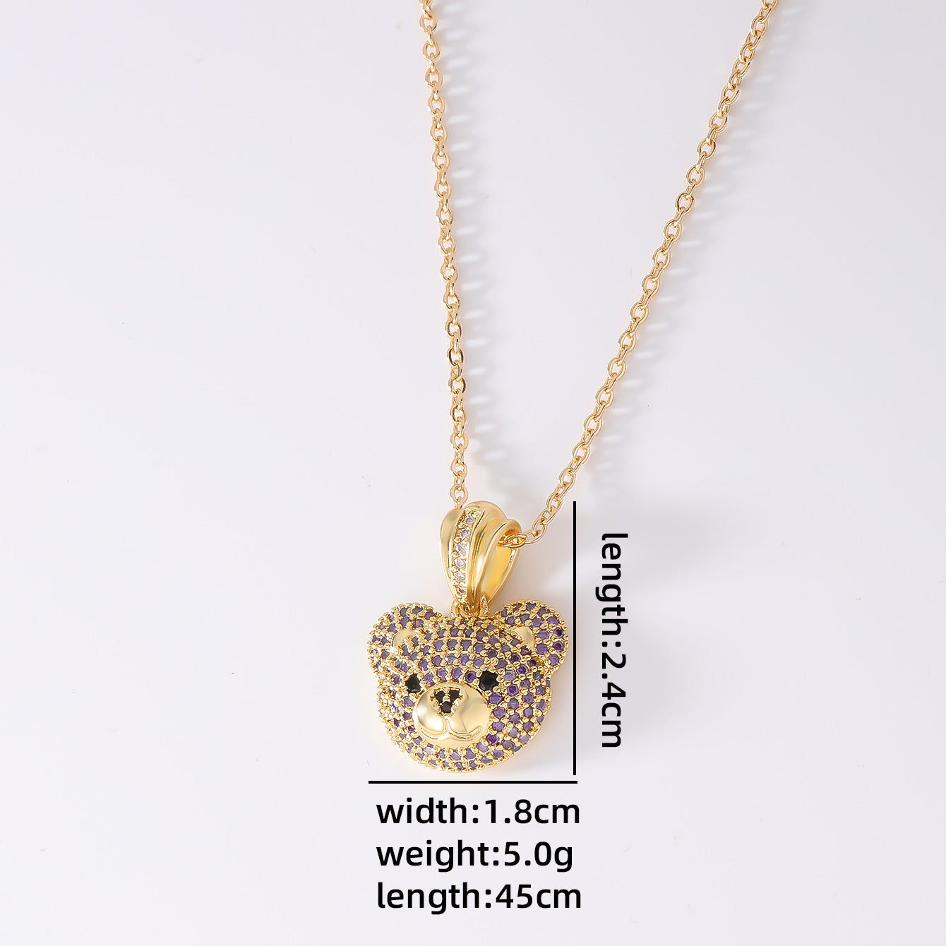 Casual Cute Simple Style Little Bear Copper Zircon Pendant Necklace In Bulk