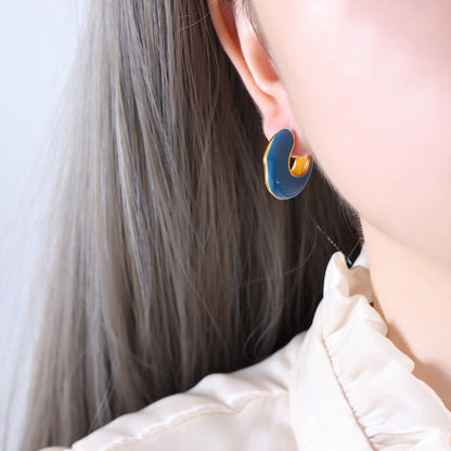 1 Pair Ig Style Casual Modern Style Geometric Enamel Epoxy Plating Titanium Steel 18k Gold Plated Ear Studs