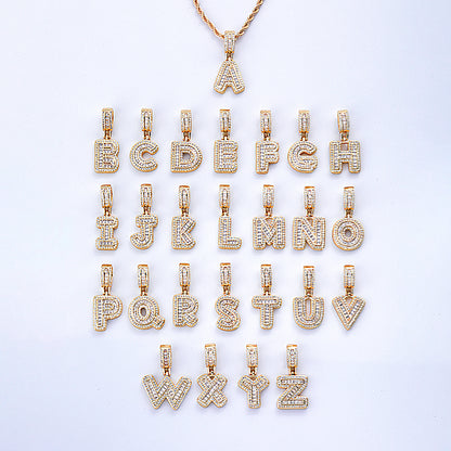 Casual Sweet Shiny Letter Copper Zircon Pendant Necklace In Bulk