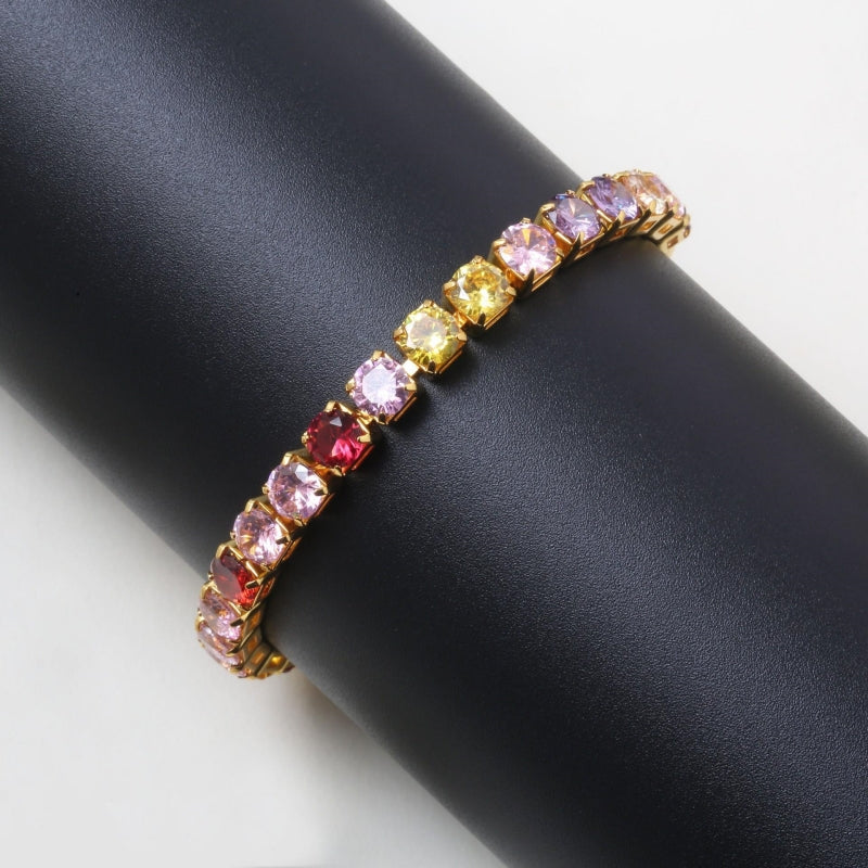 Elegant Simple Style Geometric Copper Plating Inlay Zircon Bracelets