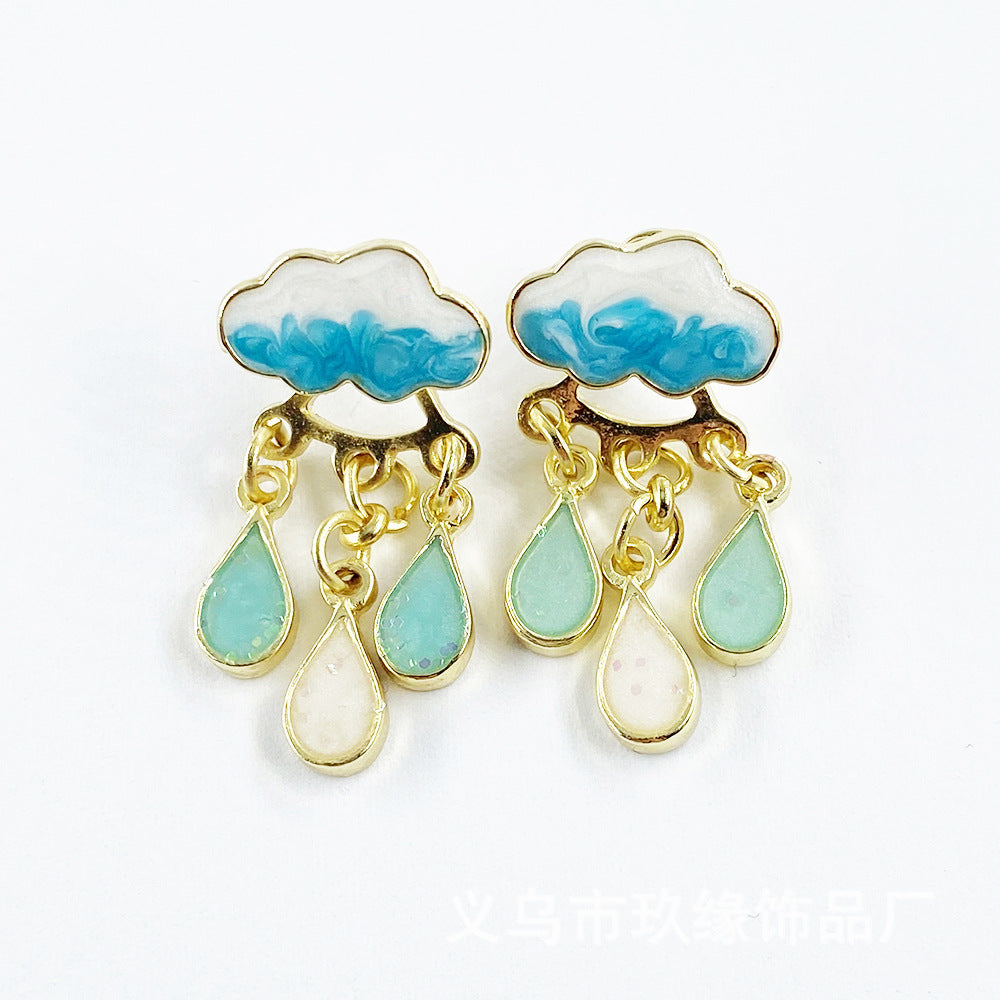 1 Pair Modern Style Water Droplets Plating Alloy Drop Earrings