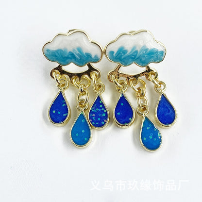 1 Pair Modern Style Water Droplets Plating Alloy Drop Earrings