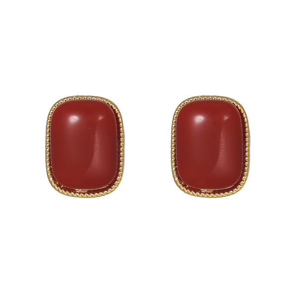 1 Pair Sweet Heart Shape Flower Plating Resin Drop Earrings Ear Studs