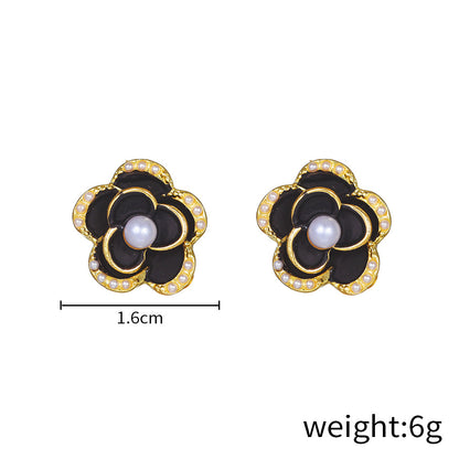 1 Pair Sweet Heart Shape Flower Plating Resin Drop Earrings Ear Studs