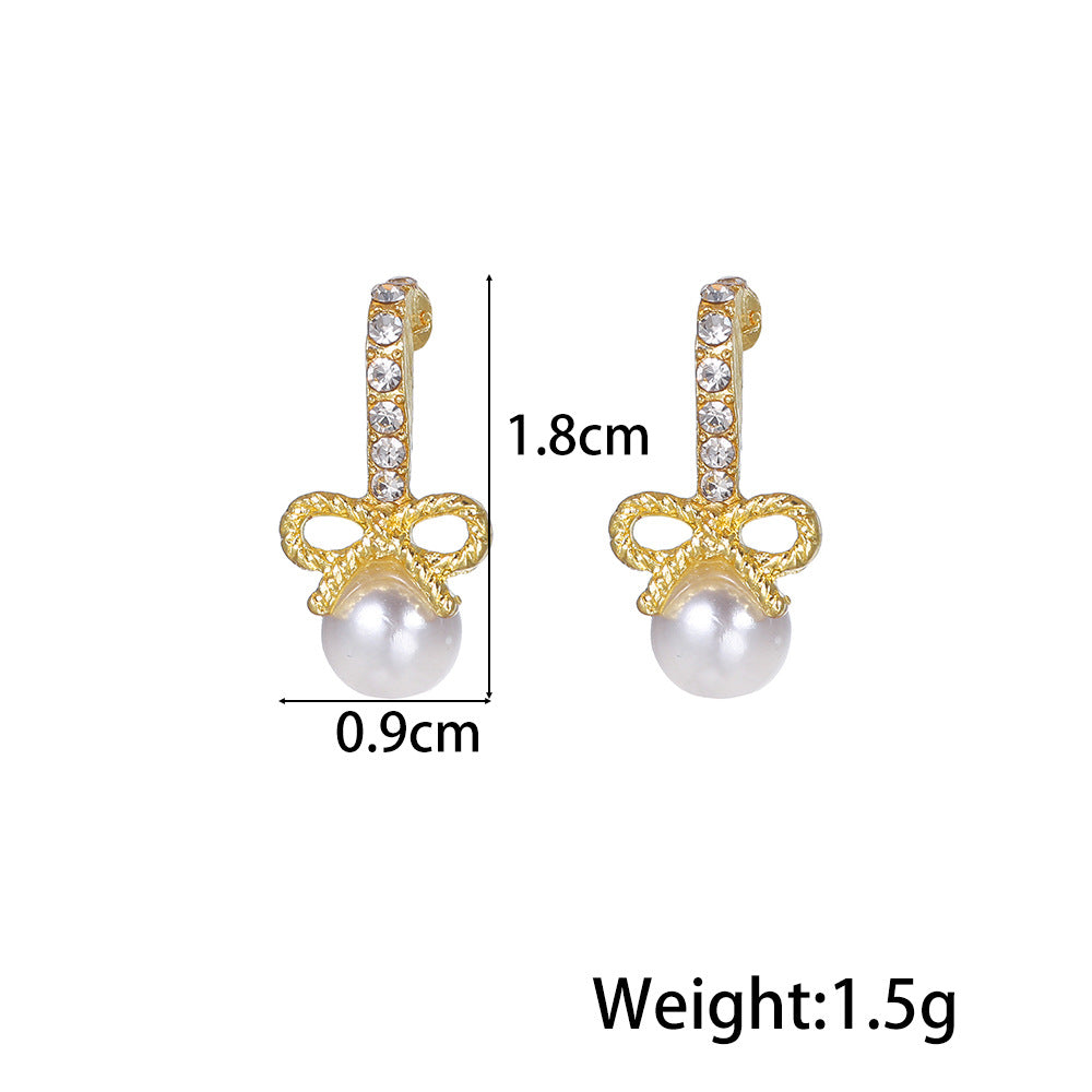 1 Pair Modern Style Geometric Plating Imitation Pearl Drop Earrings Ear Studs