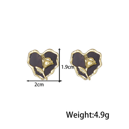 1 Pair Sweet Heart Shape Flower Plating Resin Drop Earrings Ear Studs